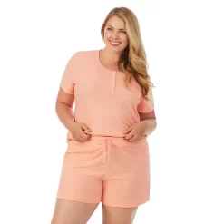 Plus Size Cuddl Duds Essentials Pajama Tee & Pajama Boxers Sleep Set -Fashion Clothing Store 3034455 ALT2