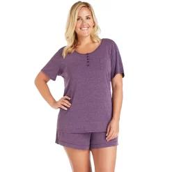 Plus Size Cuddl Duds Essentials Pajama Tee & Pajama Boxers Sleep Set