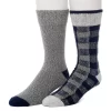 Men's Climatesmart® By Cuddl Duds 2-Pack Buffalo Check & Twist Crew Socks