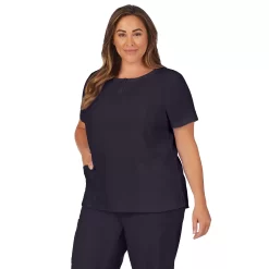 Plus Size Cuddl Duds® Scrubs Henley Top With 2 Pockets