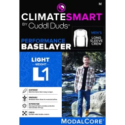 Men's Climatesmart® By Cuddl Duds Lightweight ModalCore Performance Base Layer Crew Top -Fashion Clothing Store 5027552 ALT99