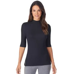 Women's Cuddl Duds® Softwear With Stretch Elbow Sleeve Mockneck Top