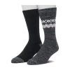 Men's Cuddl Duds 2-pack Diamond Boarder Fairisle & Solid Crew Socks