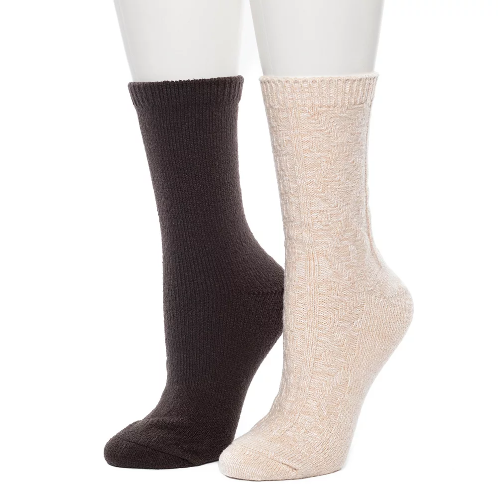 Women's Cuddl Duds® 2-Pack Plushfill* Diamond Cabled Spacedye Crew Socks 1 Women's Cuddl Duds® 2-Pack Plushfill* Diamond Cabled Spacedye Crew Socks
