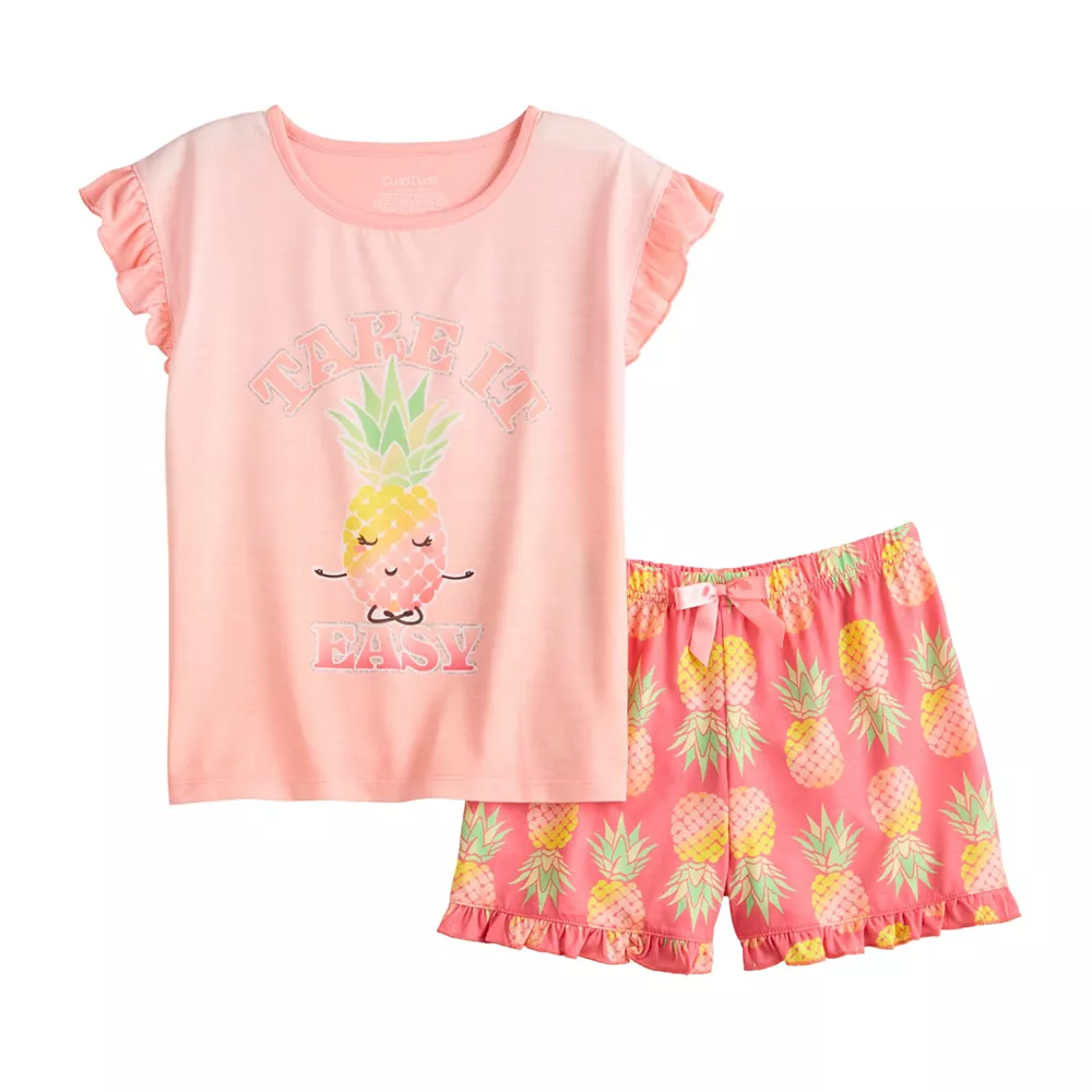 Girls 4-16 Cuddl Duds® Ruffle Detail Tee & Shorts Pajama Set 1 Girls 4-16 Cuddl Duds® Ruffle Detail Tee & Shorts Pajama Set