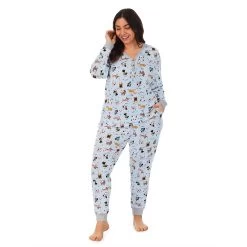 Plus Size Cuddl Duds® Henley Pajama Top And Banded Bottom Pajama Pants Sleep Set -Fashion Clothing Store 5556874 ALT2