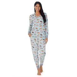 Women's Cuddl Duds® Velour Fleece V-Neck Pajama Top And Banded Bottom Pajama Pants Sleep Set