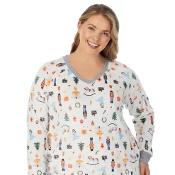 Plus Size Cuddl Duds® Velour Fleece V-Neck Pajama Top And Banded Bottom Pajama Pants Sleep Set -Fashion Clothing Store 5588942 ALT2