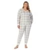 Plus Size Cuddl Duds® Velour Fleece V-Neck Pajama Top And Banded Bottom Pajama Pants Sleep Set