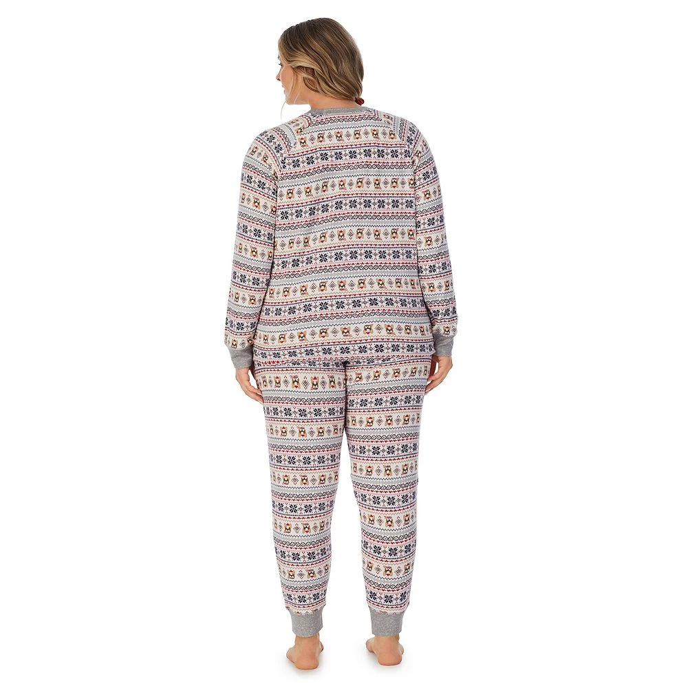 Plus Size Cuddl Duds 3-pc. Knit Long Sleeve Pajama Top, Banded Bottom Pajama Pants & Scrunchie Set 2 Plus Size Cuddl Duds 3-pc. Knit Long Sleeve Pajama Top, Banded Bottom Pajama Pants & Scrunchie Set - Image 2