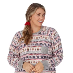 Plus Size Cuddl Duds 3-pc. Knit Long Sleeve Pajama Top, Banded Bottom Pajama Pants & Scrunchie Set 6 Plus Size Cuddl Duds 3-pc. Knit Long Sleeve Pajama Top, Banded Bottom Pajama Pants & Scrunchie Set -Fashion Clothing Store 5591783 ALT2