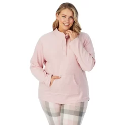 Plus Size Cuddl Duds Fleece Long Sleeve Pajama Top And Banded Bottom Pajama Pants Sleep Set -Fashion Clothing Store 5595480 ALT2