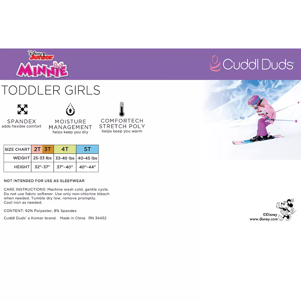 Disney's Minnie Mouse Toddler Girl Baselayer Set By Cuddl Duds® 3 Disney's Minnie Mouse Toddler Girl Baselayer Set By Cuddl Duds® - Image 3
