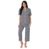 Women's Cuddl Duds® Cozy Short Sleeve Pajama Shirt & Wide Leg Cropped Pajama Pants Sleep Set