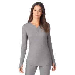 Women's Cuddl Duds® Long Sleeve Split V-Neck Stretch Thermal Top -Fashion Clothing Store 5673068 ALT2
