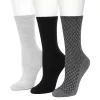 Women's Cuddl Duds® 3 Pack Checkerboard Texture Rib Crew Socks
