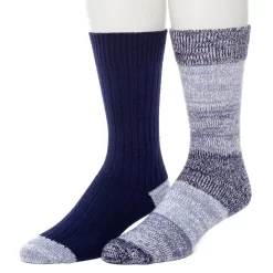 Men's ClimateSmart By Cuddl Duds 2-Pack Colorblock Crew Socks