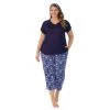Plus Size Cuddl Duds 3-pc. V-Neck Pajama Top, Pajama Capri Pants & Headband Sleep Set