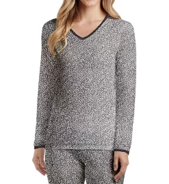 Cuddl Duds Softwear Lace Edge Long Sleeve V-Neck Shirt 8517535