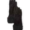 Black Faux Fur-Cuff Velour Gloves